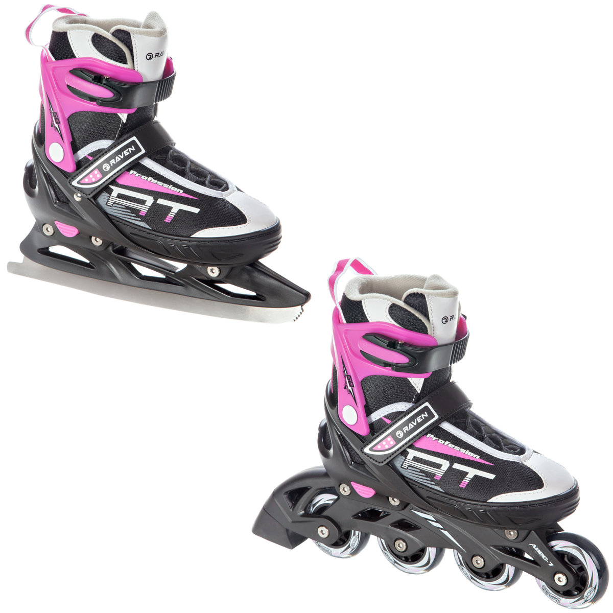 Rolki Łyżwy 2w1 Raven Profession Black/Pink 35-39