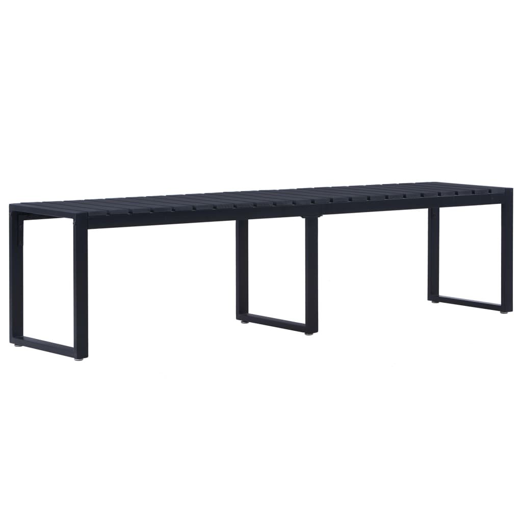 vidaXL Ławka ogrodowa, 180 cm, płyta PS, czarna