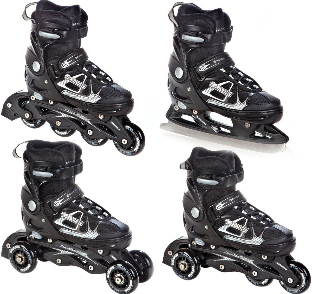 Rolki Łyżwy 4w1 Raven Spirit Black/White 37-40