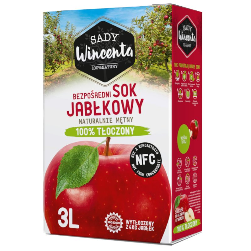 Sady Wincenta Sady Wincenta Sok 100% jabłkowy naturalnie mętny tłoczony NFC 3 l