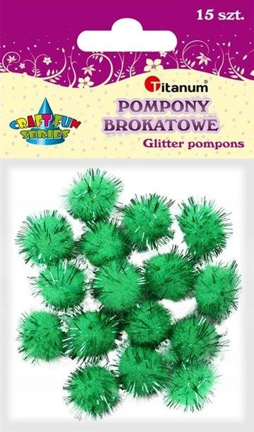 Titanum Pompon brokatowy zielony 15 sztuk 338536