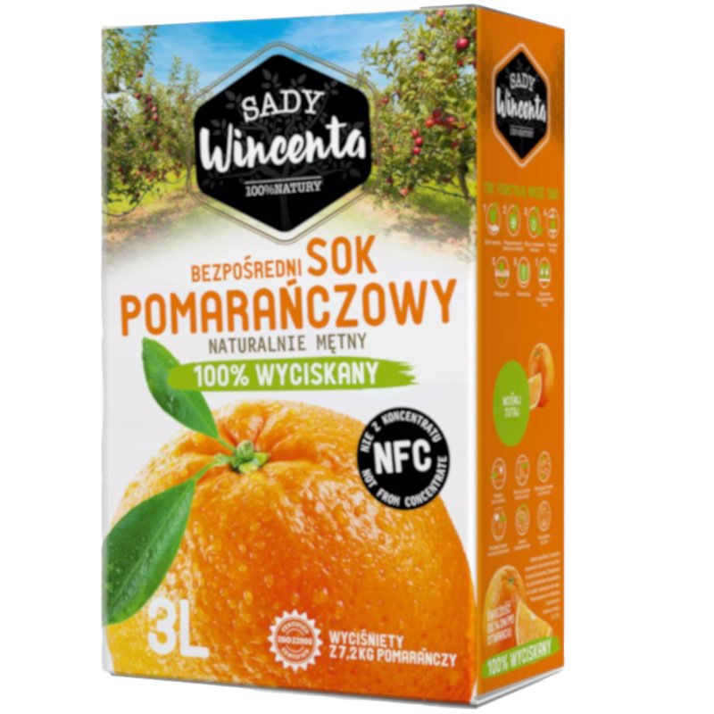 Sady Wincenta Sady Wincenta Sok 100% Pomarańczowy NFC 3 l
