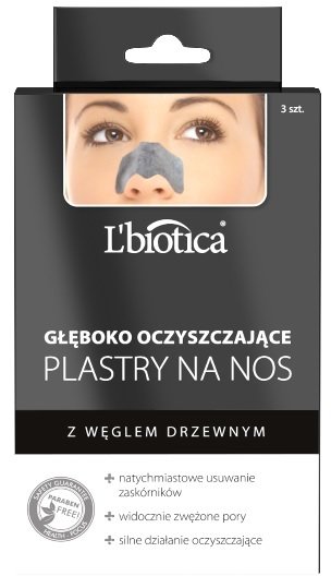 L'biotica L'biotica - Głęboko oczyszczające plastry na nos z węglem drzewnym