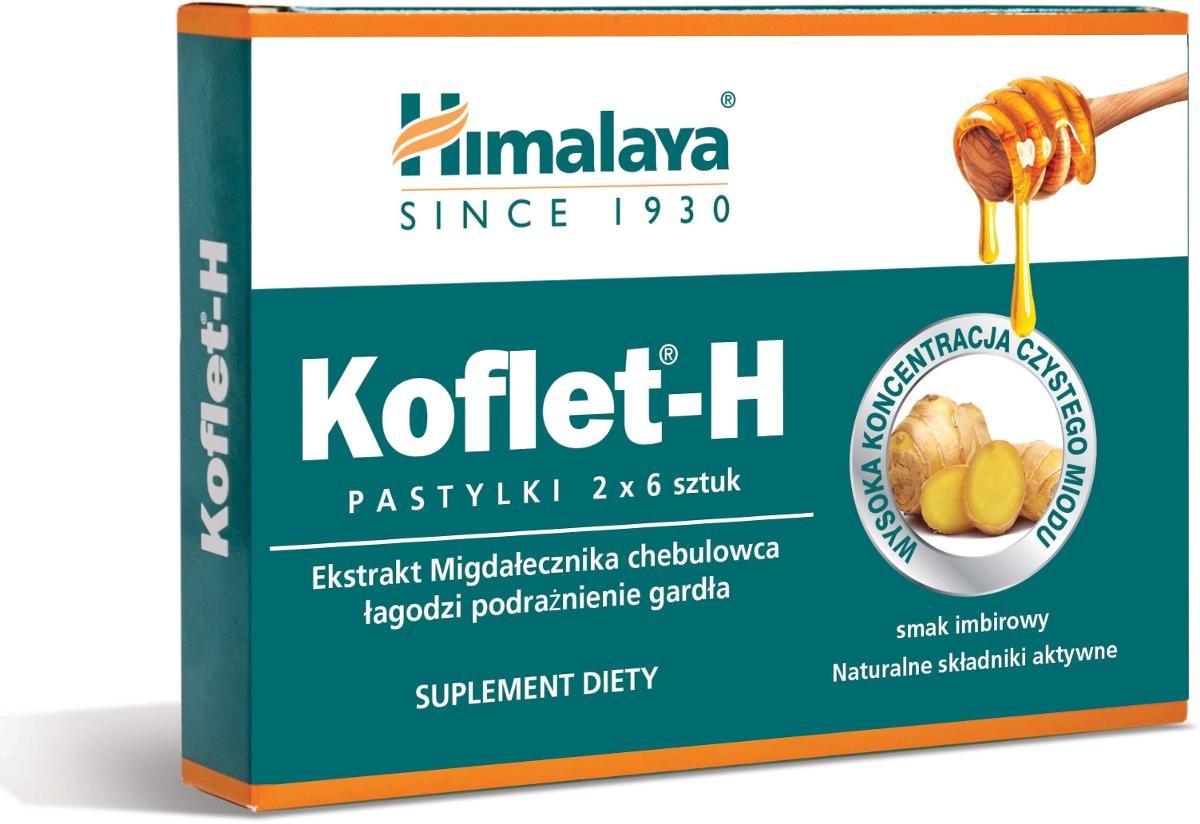 Himalaya Herbal Healthcare Koflet-H pastylki na kaszel i ból gardła Imbir 12szt