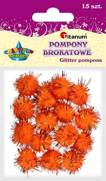 Titanum Pompon brokatowy pomarańczowy 15 sztuk 338539