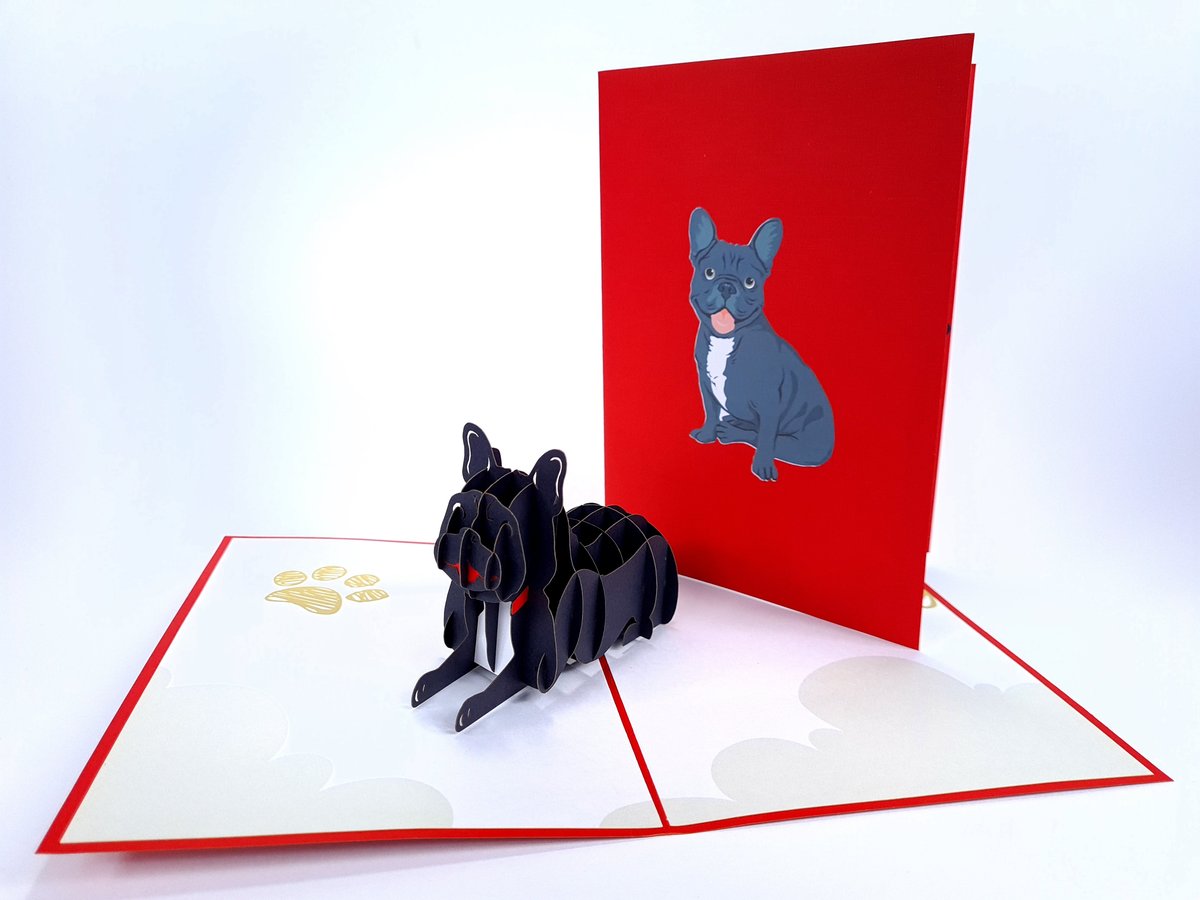 Kartka okolicznościowa 3D, Buldog Francuski