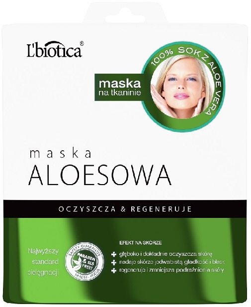 Lbiotica Maska Aloesowa oczyszczanie nawilżanie - nasączona tkanina aloes 23ml