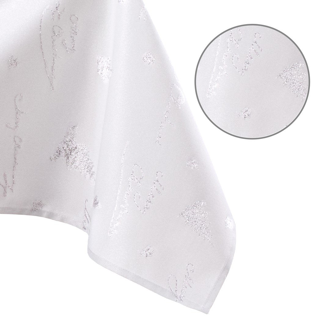 Obrus Christmas Eve Biały Drukowany Świąteczny 140x180 AmeliaHome - TCLOTH/AH/CHRISTMASEVE/HMD/SILVER/140X180