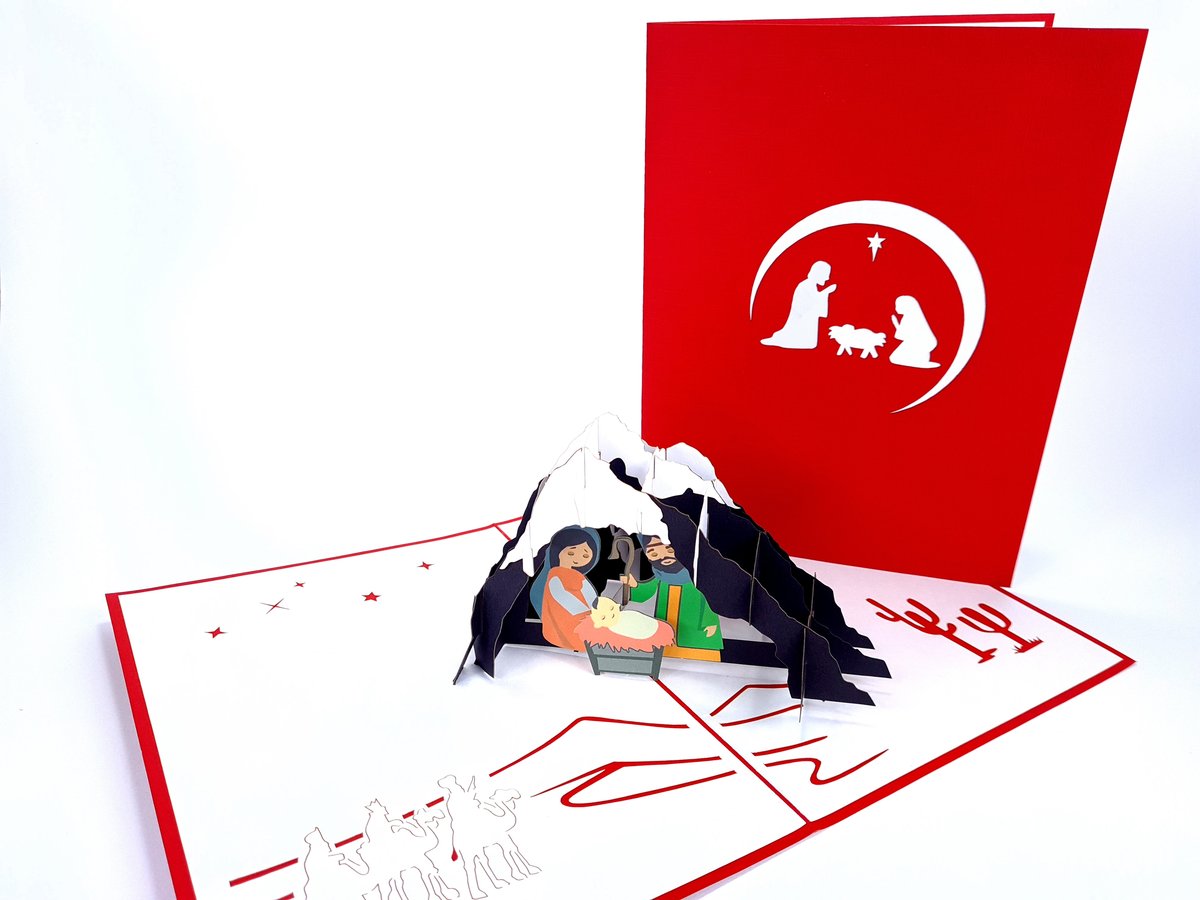 Kartka świąteczna 3D, Narodziny Jezusa Szopka Boże Narodzenie