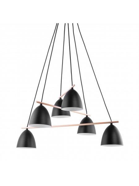 TK Lighting Aida lampa wisząca 6-punktowa czarna 2577