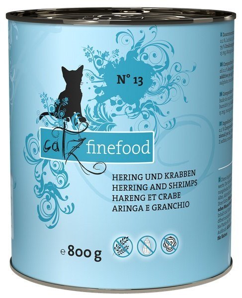 Фото - Корм для кішок Catz Finefood Classic N.13 Śledź i Krewetki puszka 800g 