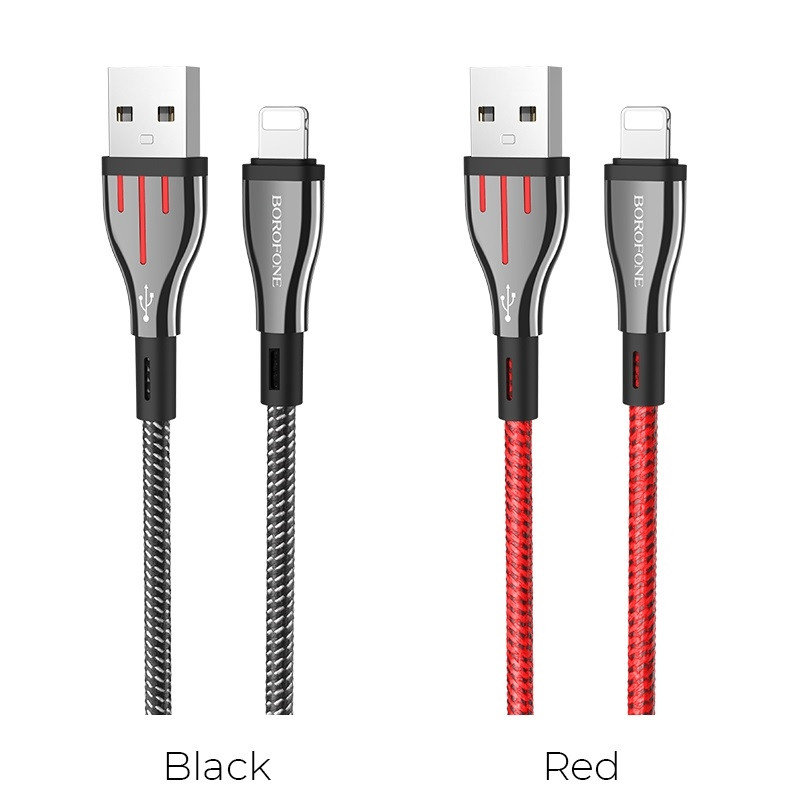 Zdjęcia - Kabel Borofone Highway -  połączeniowy USB do Lightning 1.2 m (czarny/czerw 