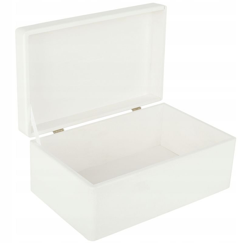Drewniane pudełko skrzynka z wiekiem, 30x20x14 cm, białe, do decoupage dokumentów zabawek narzędzi