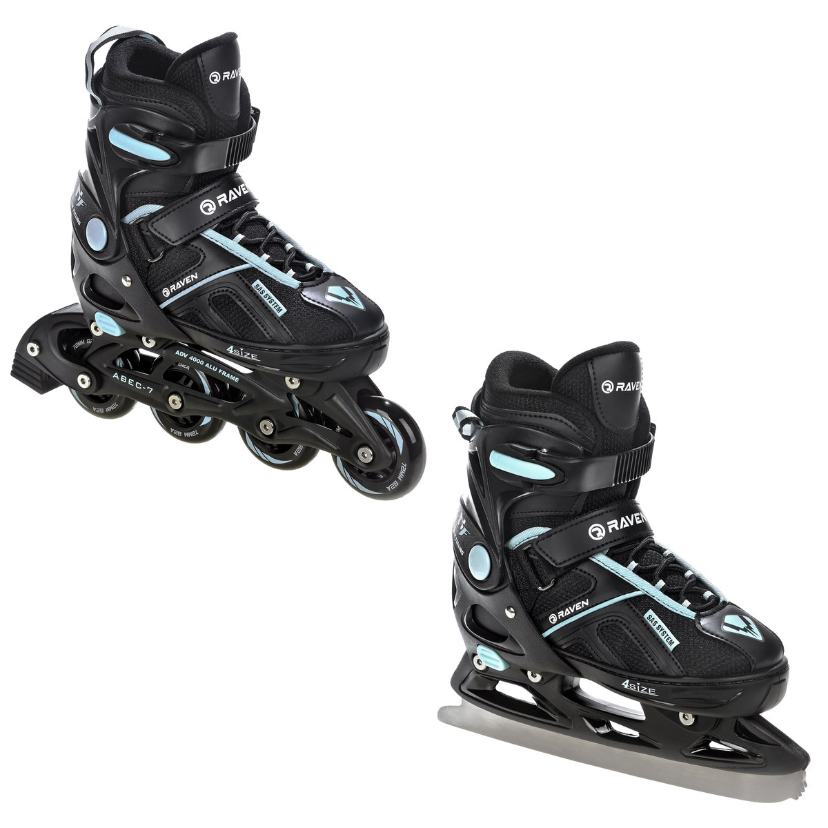 Rolki Łyżwy 2w1 Raven Pulse Black/Cyan 33-36