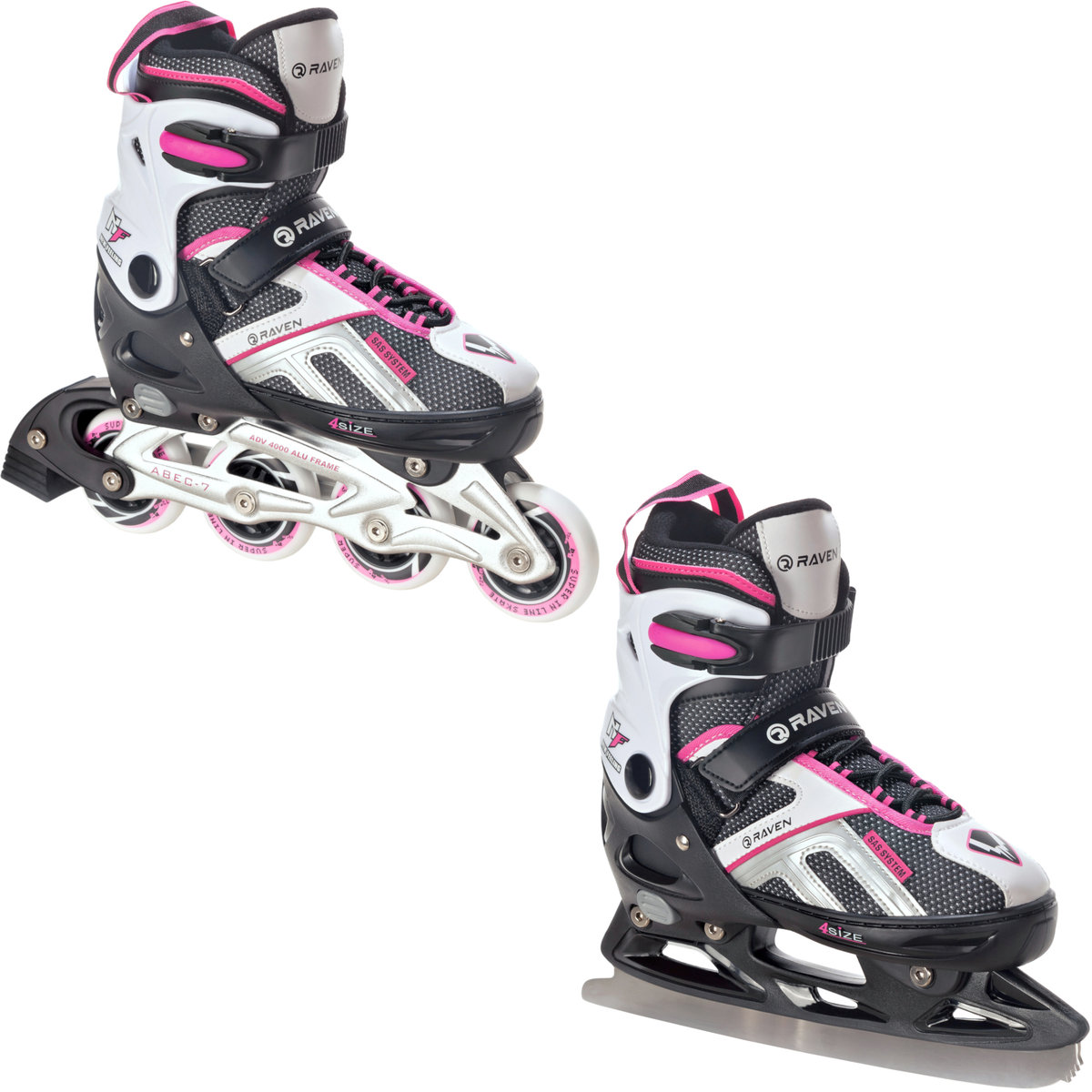 Rolki Łyżwy 2w1 Raven Pulse Black/Pink 40-43