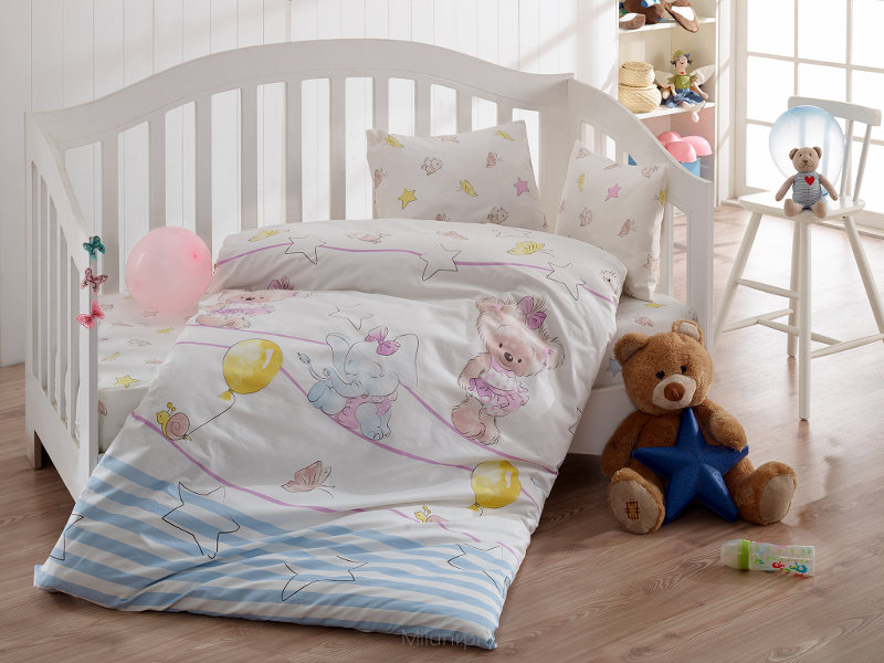 Pościel dziecięca OLIVIA z kolorowym prześcieradłem
