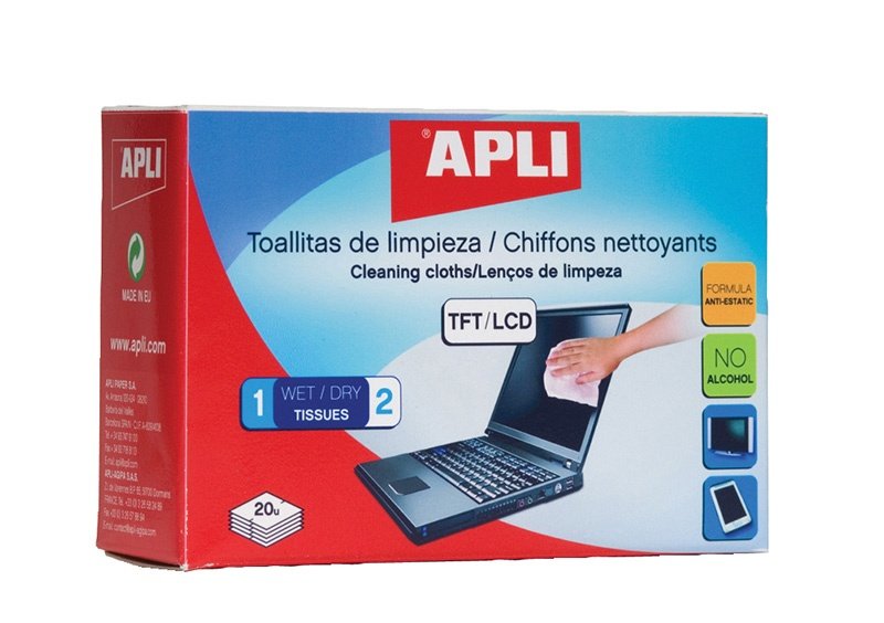 Apli Chusteczki do czyszczenia ekranów TFT/LCD 2x20szt AP11828