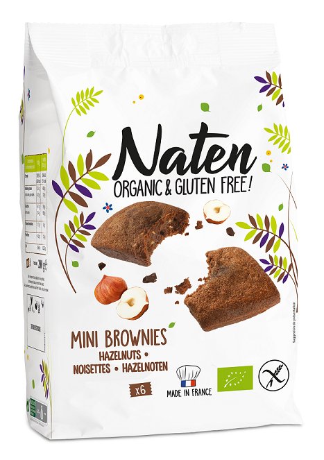 NATEN (ciastka bezglutenowe) CIASTKA BROWNIES Z CZEKOLADĄ I ORZECHAMI LASKOWYMI BEZGLUTENOWE BIO 170 g - NATEN
