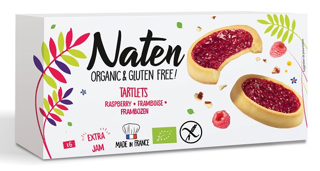 NATEN (ciastka bezglutenowe) CIASTKA TARTALETKI Z DŻEMEM MALINOWYM BEZGLUTENOWE BIO 130 g - NATEN