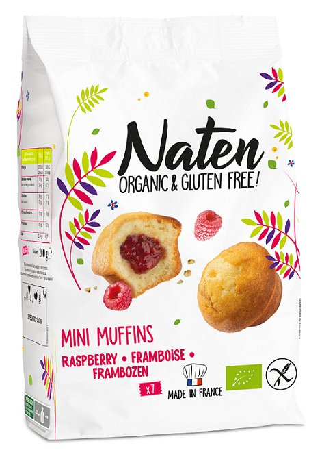 NATEN (ciastka bezglutenowe) MINI MUFFINKI Z NADZIENIEM MALINOWYM BEZGLUTENOWE BIO 200 g - NATEN