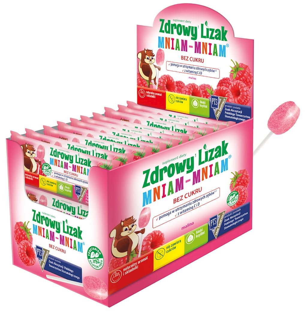 Zdrowy lizak MNIAM-MNIAM - MALINA - 1szt (6g)