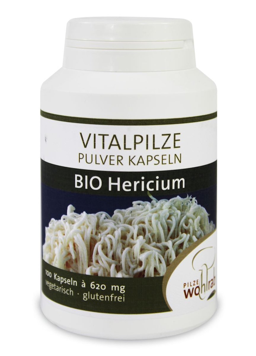 PILZE WOHLRAB (grzyby w kapsułkach i sproszkowane) GRZYBY HERICIUM (SOPLÓWKA JEŻOWATA) 620 mg BIO 100 KAPSUŁEK - PILZE WOHLRAB