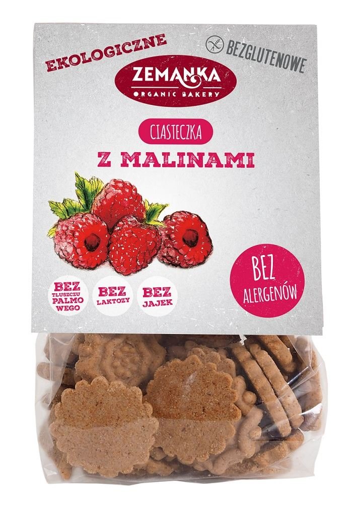 Zemanka Dystrybutor: Bio Planet S.A., Wilkowa Wieś CIASTECZKA MALINOWE BEZGLUTENOWE BIO 100 g -