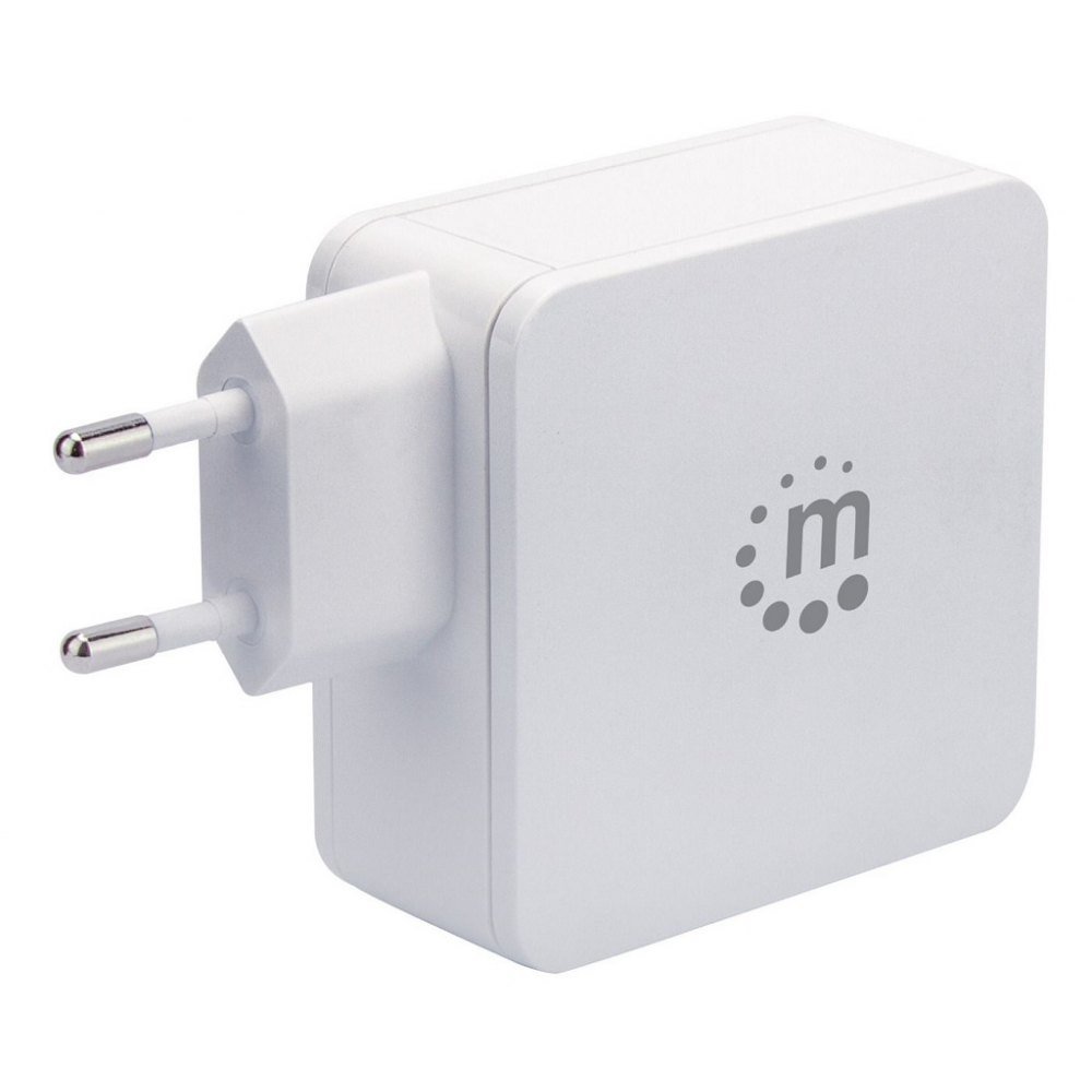 Manhattan Ładowarka Sieciowa Power Delivery 3.0 USB-C 60W 5-20V) USB-A 5V 2.4A Biała