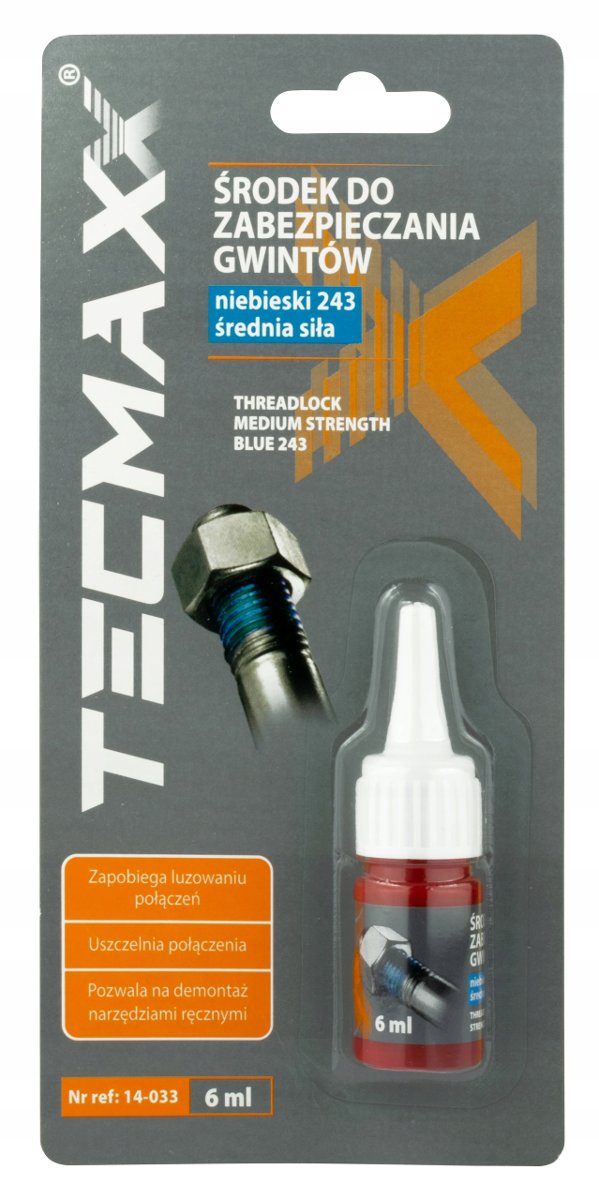 TECMAXX TECMAXX ŚRODEK DO ZABEZPIECZANIA GWINTÓW NIEBIESKI ŚREDNIA SIŁA 6ml 14-033 14-033