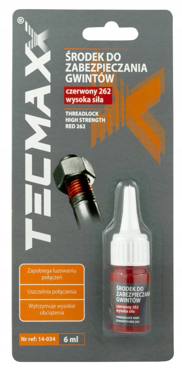 TECMAXX TECMAXX ŚRODEK DO ZABEZPIECZANIA GWINTÓW CZERWONY WYSOKA SIŁA 6ml 14-034 14-034