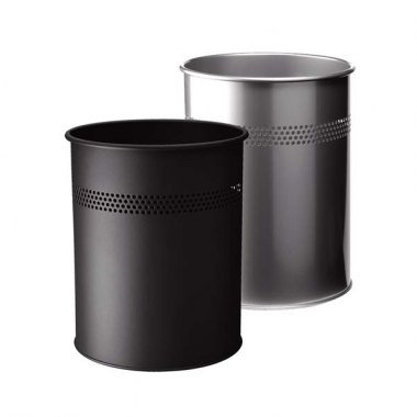 Kosz na śmieci okrągły metalowy 15l perforacja 30mm srebrny 330023 DU986-15