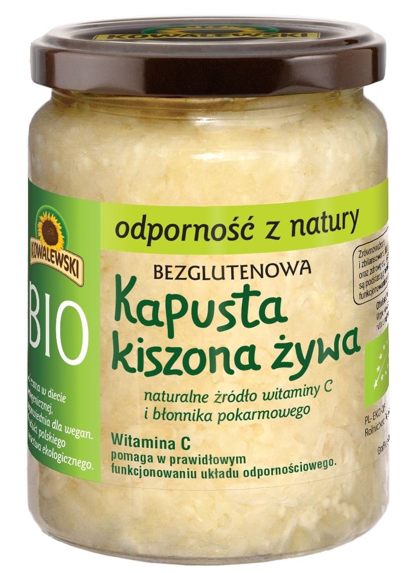 Kowalewski (przetwory warzywne, dania gotowe) KAPUSTA KISZONA NIEPASTERYZOWANA BEZGLUTENOWA BIO 400 g - BP-5900900003024