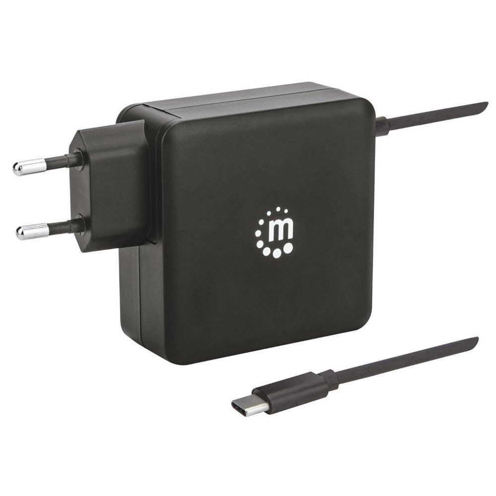 Manhattan Ładowarka Sieciowa Power Delivery 3.0 z Kablem USB-C 60W 5-20V) USB-A 5V 2.4A Czarna 180238