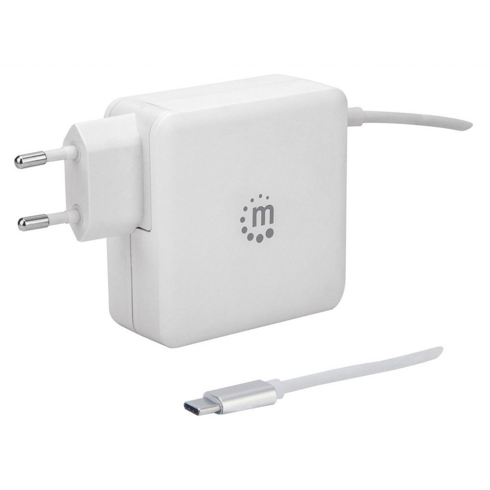 Manhattan Ładowarka Sieciowa Power Delivery 3.0 z Kablem USB-C 60W 5-20V) USB-A 5V 2.4A Biała 180245