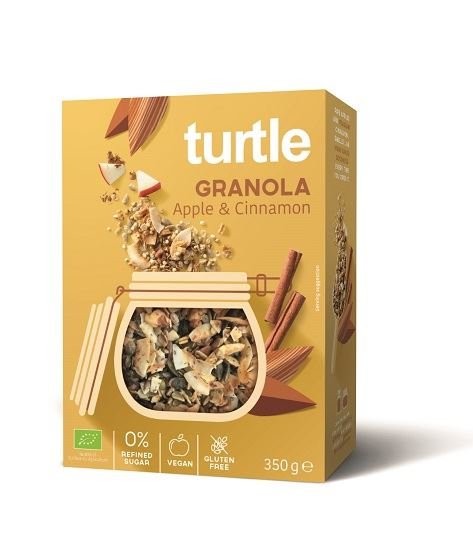 TURTLE (owsianki, płatki) Granola Jabłko - Cynamon Bezglutenowa Bio 350 g -