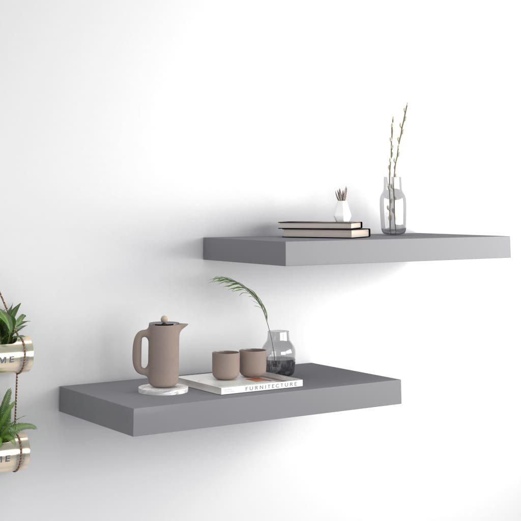 vidaXL vidaXL Półki ścienne, 2 szt., szare, 50x23x3,8 cm, MDF
