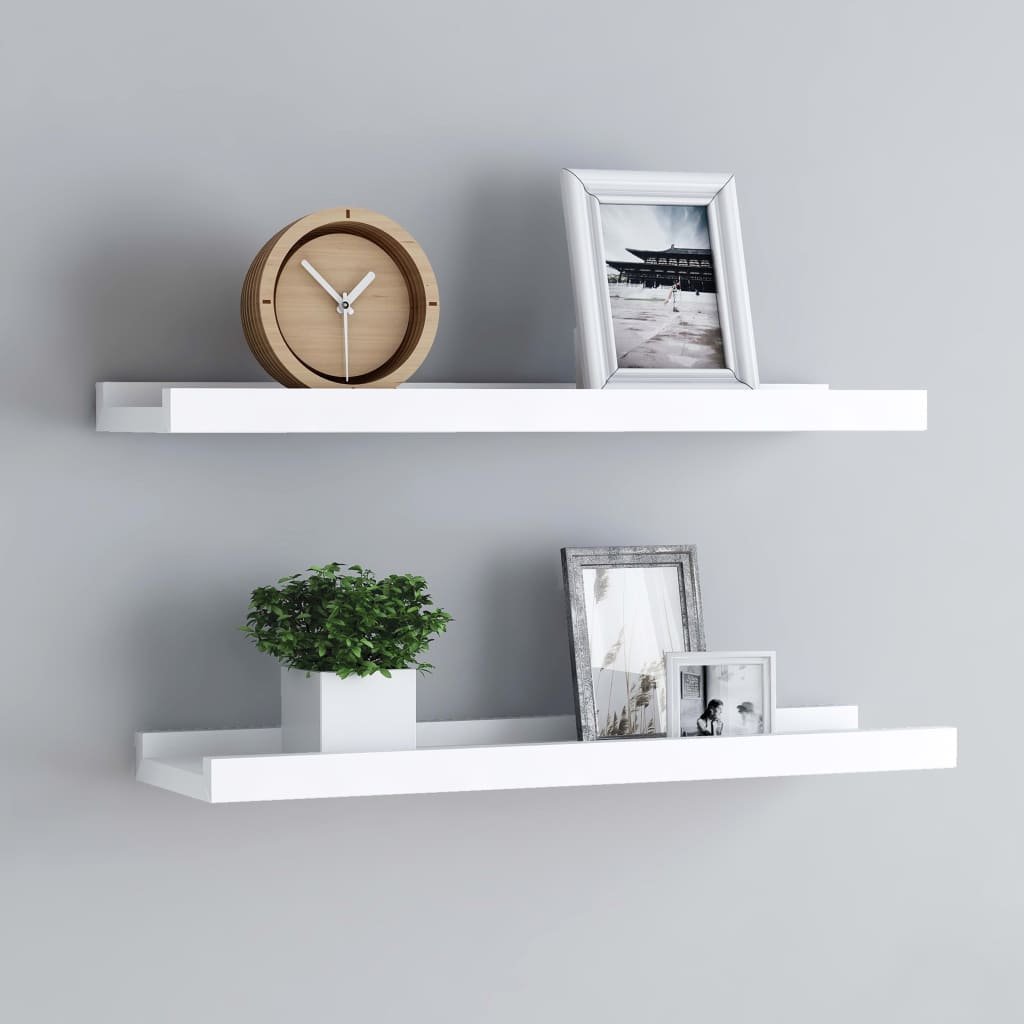 vidaXL vidaXL Półki ścienne na zdjęcia, 2 szt., białe, 60x9x3 cm, MDF