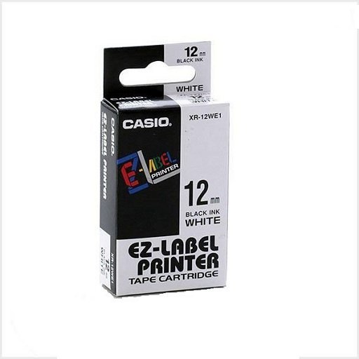 Casio KR-12WE1 /black on white/ taśma do drukarek etykiet XR 12WE1
