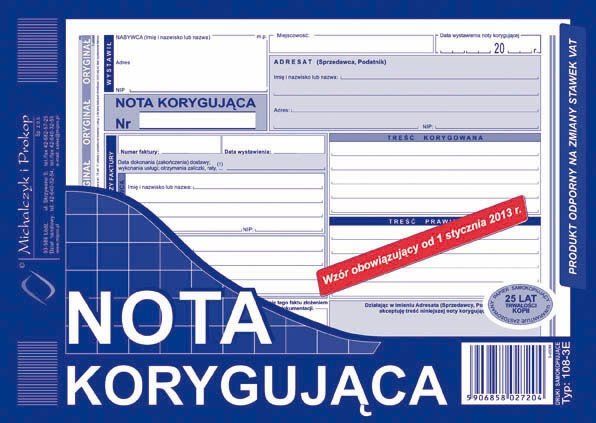 Michalczyk&Prokop NOTA KORYGUJĄCA VAT A5 108-3E