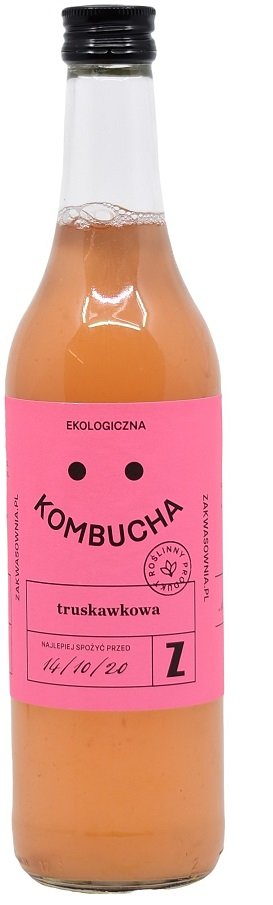 ZAKWASOWNIA (zakwasy, kimchi, ko KOMBUCHA TRUSKAWKOWA BIO 500 ml - ZAKWASOWNIA