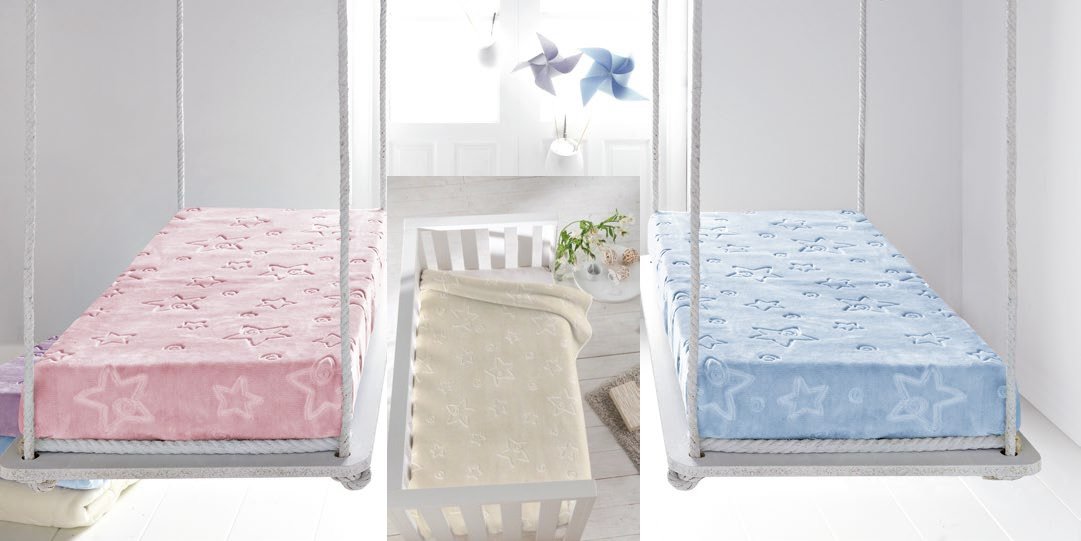 Pielsa Baby, Koc dziecięcy/Otulacz, Premium, Gwiazdy, Kremowy, 110x140 cm