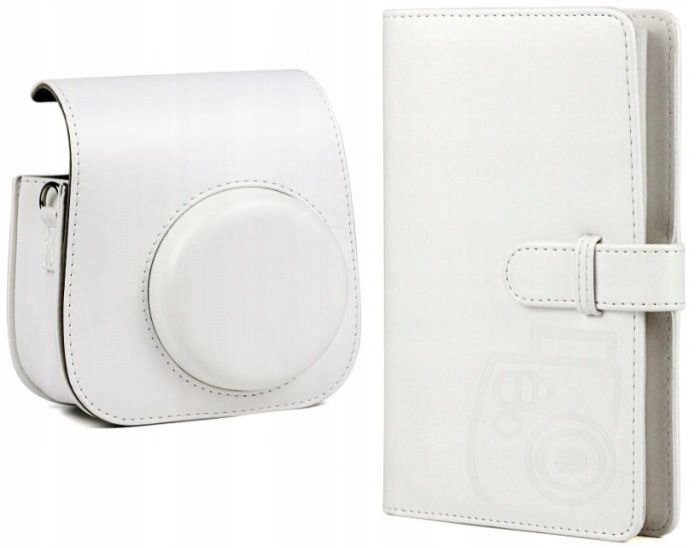 Instax-FUJIFILM, zestaw 2w1 pokrowiec do aparatu Instax Mini 11 + album do zdjęć, biały