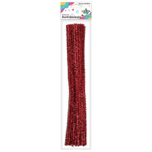 Titanum Druciki metalizowane 0,6x30cm 30szt czerwone