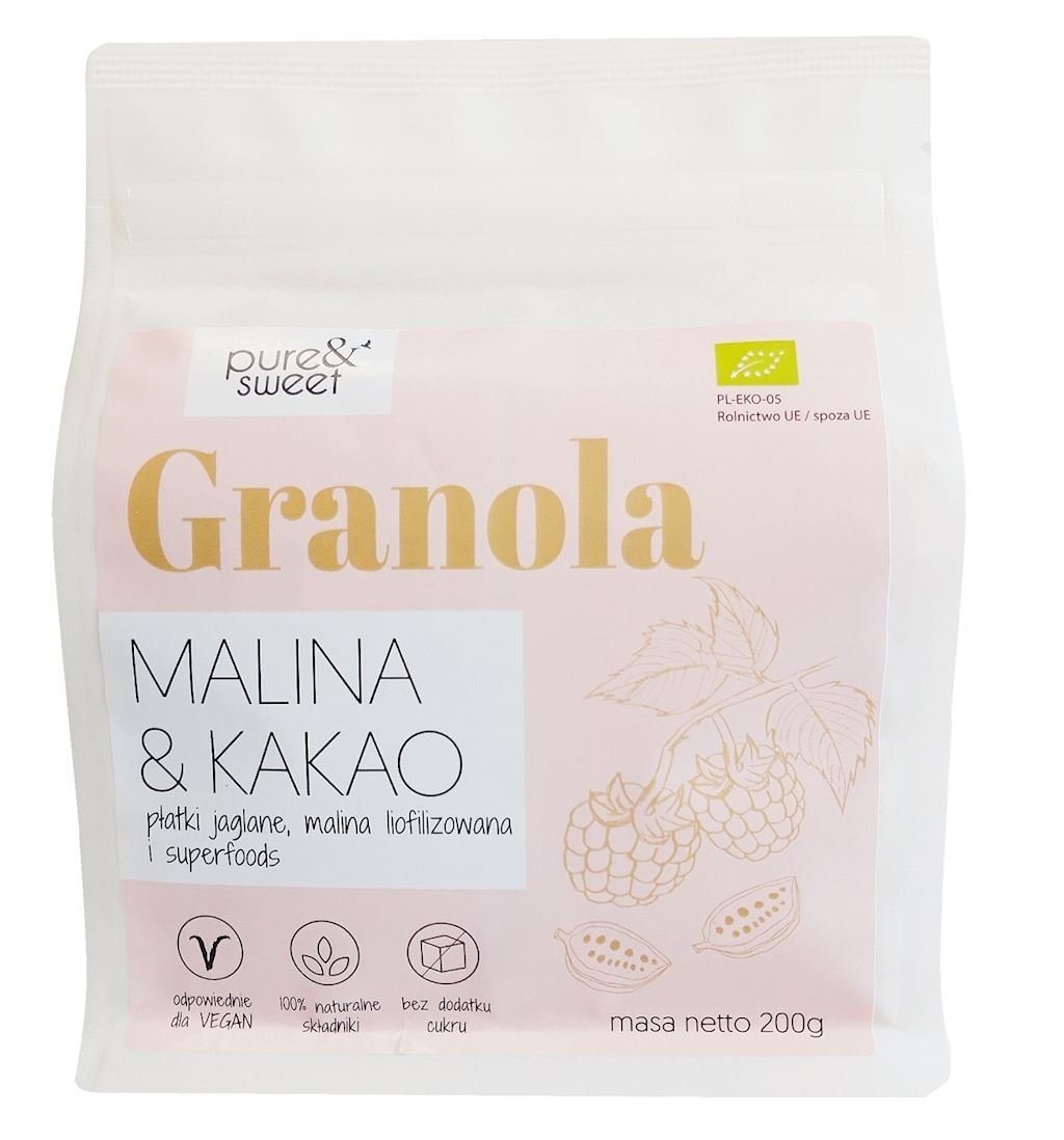 PURE&SWEET (granole) GRANOLA MALINA&KAKAO BEZGLUTENOWA BIO 200 g - PURE&SWEET