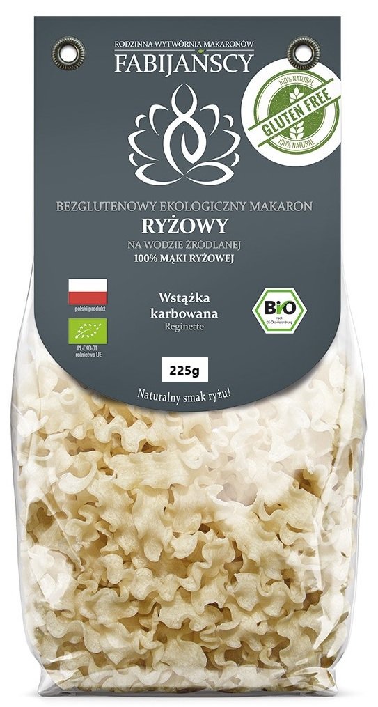 Fabijańscy MAKARON (Z RYŻU BIAŁEGO) WSTĄŻKA KARBOWANA REGINETTE BEZGLUTENOWY BIO 225 g -