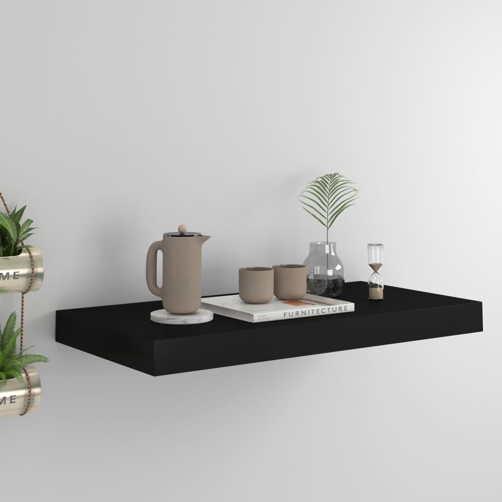 vidaXL vidaXL Półka ścienna, czarna, 50 x 23 x 3,8 cm, MDF