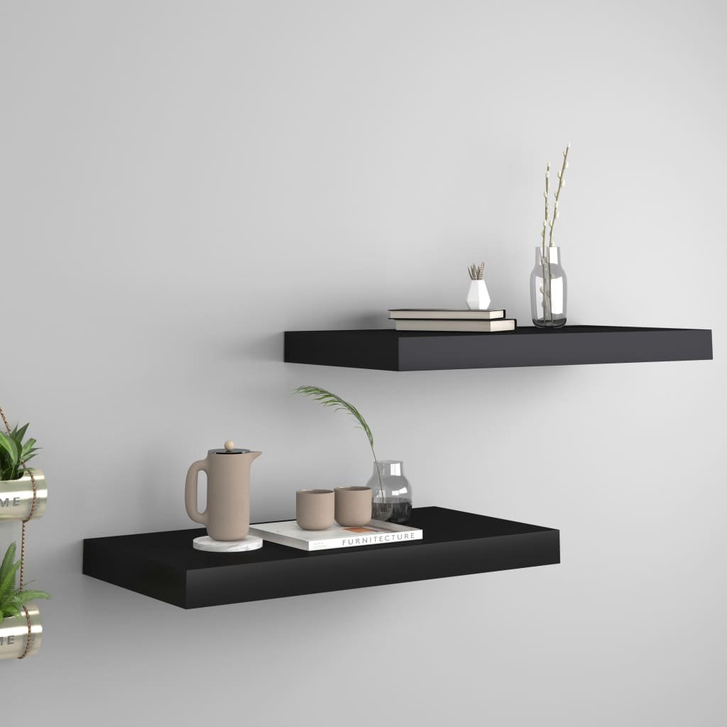 vidaXL vidaXL Półki ścienne, 2 szt., czarne, 50x23x3,8 cm, MDF