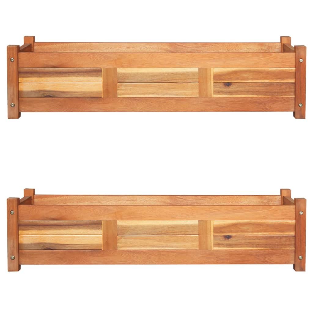 vidaXL Podwyższone donice, 2 szt., drewno akacjowe, 100x30x25 cm