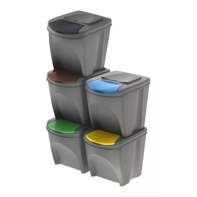 Prosperplast Kosz do segregacji śmieci Sortibox szary 5 x 25 l IKWB25S5
