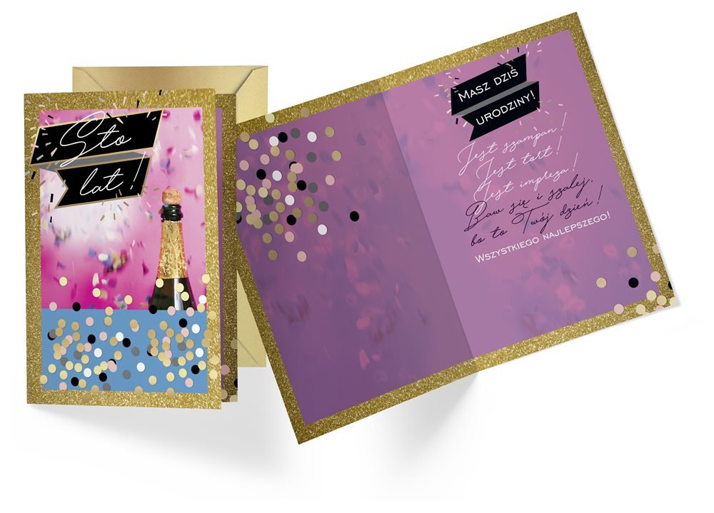 Kukartka, karnet okolicznościowy Urodziny - szampan, PR-253
